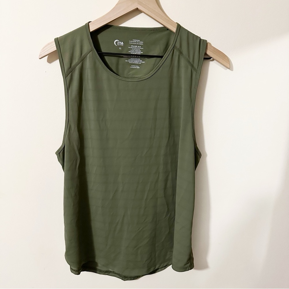 Zyia Active Womens Green Athletic Tank Top Size XL Stretch